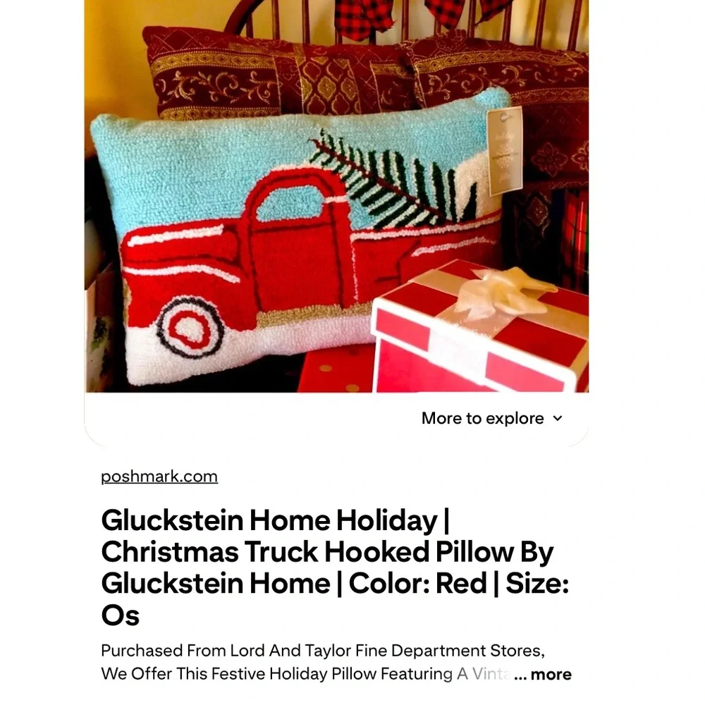 NWOT CHRISTMAS TRUCK TREE PILLOW ST NICHOLAS SQUARE SIMILAR TO GLUCKSTEIN HOME